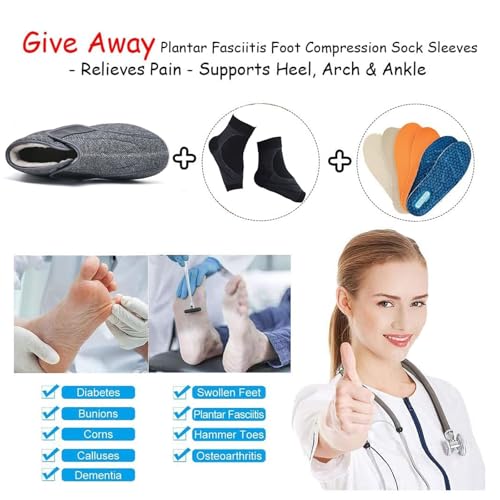 Diabetic Shoes for Men, Men's Breathable Adjustable Plantar Fasciitis High Top Diabetic Shoes, Stylish Easy on Swollen Feet Wide Fit Edema Swollen Sneakers, for Elderly Foot Heel Pain4