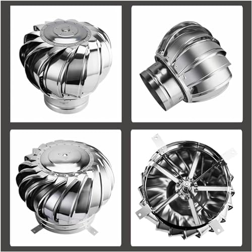 Ventilador de techo, rejilla de ventilación de acero inoxidable para turbina eólica sin alimentación, cubierta de ventilación silenciosa automática para un flujo de aire eficiente