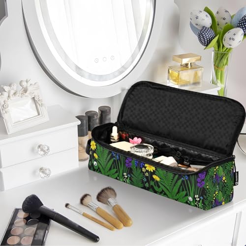 2-in-1 Curling Iron Travel Case and Heat Resistant Mat Curling Iron Travel Holder Storage Bag for Straightener Flat Hair Dryer Botanical Fern Foliage Berry Trave Case for Women miniatura 7