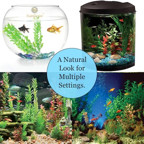 Image of SunGrow Plastic Aquarium Plant Set, Resin Aquarium Decor, Tall Artificial Aquarium Fake Plants, Fish Tank Decorations for Tropical Fish, Plastic Plants for Goldfish, Fish Tank Accessories, 3 Pcs