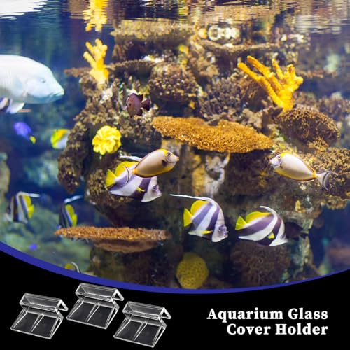 Image of Sliverdew 6 PCS Aquarium Lid Clips for Thickness 12mm, Clear Acrylic Fish Tank Lid Holder Aquarium Hoods Support Clamps for Rimless Fish Tank Glass Top