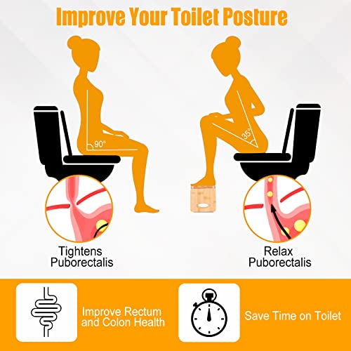 Toilet Stool, Foldable Toilet Stool Squat Adult For Bathroom, Bamboo Poop Stool For Adult, Beinilai 8 Inches Squatting Bathroom Potty Stool With 2 Packs Anti-Slip Strip（Natural Color） #TOP4