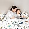 Feelyou Construction Bedding Set Queen Size Equipment Trucks Comforter Set for Kids Boys Girls Decor Dinosaur Comforter 3D Digital Print Yellow Duvet Set Bedroom Quilt Set #5