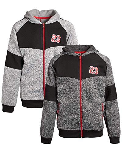 Quad Seven Boys' Fleece Zip Up Sweatshirt (2 Pack), Size 16/18, Charcoal/Black/Heather/Black'
