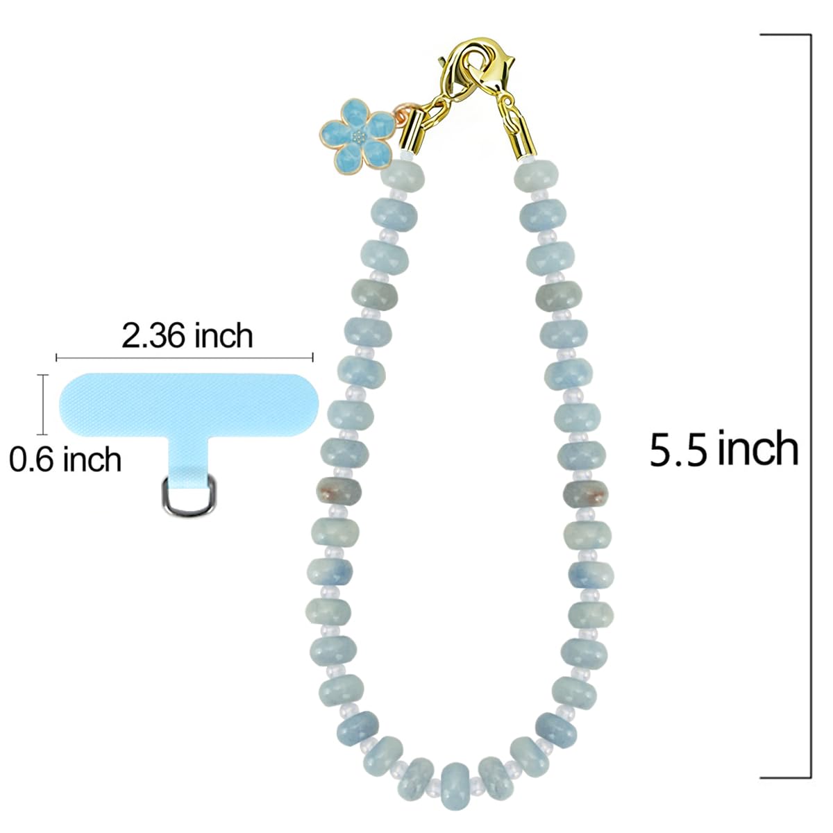 VICHUNHO Beaded Phone Wrist Strap, Cellphone Lanyard with Tether Tab, Cute Cell Phone Wristlet Bracelet for Women Girls — view 6