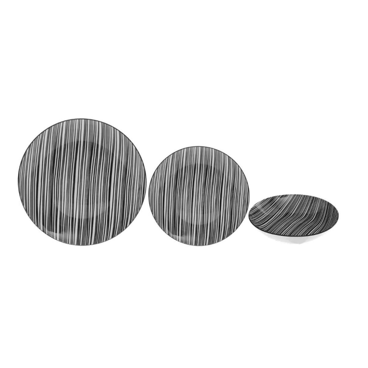 Secret de Gourmet - Service de Table 18 Pièces "Bohemia Zèbre" 27cm Noir