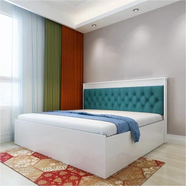 Aditya Decores Mario Solid Wood Double Box Bed (Finish Color White