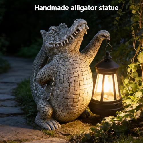 Statue d'alligator lumineuse, cadeau idéal pour amateurs de jardin