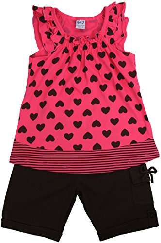 Image of ToBeInStyle Girl's Two Piece Summer Set Cute Tee Top and Matching Shorts Adorable Outfit