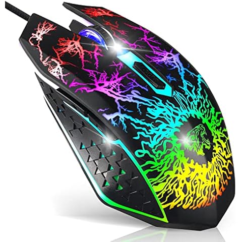 Scettar Gaming Mouse Wired, 7 Light RGB Mouse Gamer, Laptop Mouse with Adjustable 4 Level DPI, Advanced Optical Sensor Silent Click Computer Mice for Windows Mac PC Laptop Cover