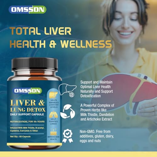 Image of Liver Detox Supplement & Lung Detox Daily Support With Milk Thistle and Curcumin For Fatty liver 60 Capsules (Pack of 2)