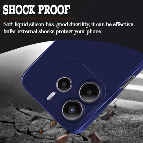 Image of Back Cover for Mi Redmi Note 14 5G | Full Camera Protection | Premium Liquid Silicon Case | Flexible Bumper Case for Mi Redmi Note 14 5G (Dark Blue)