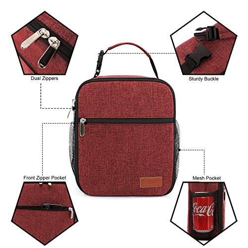 Femuar Lunch Box For Men Women Adults Small Lunch Bag For Office Work Picnic - Reusable Portable Lunchbox, Red #TOP4