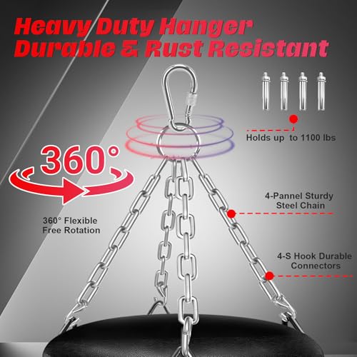 YORWHIN Boxsack Hängend, 5kg Boxsack Gefüllt Erwachsene mit Einer vollständigen Palette von Zubehör, Microfiber Leder schwere Tasche für das Training Kickboxen Fitness MMA Muay Thai Karate 120cm