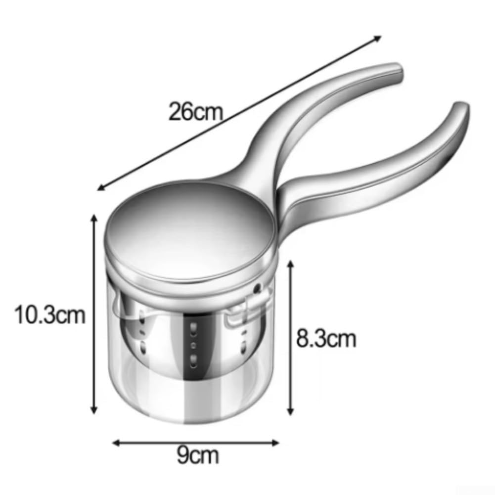 Manueller Edelstahl-Entsafter Mit Drehpress-Mechanismus, 304 Edelstahl Sieb Und Ergonomischem Für Griff Für Zitronen, Obst Und Gemüse, Silber