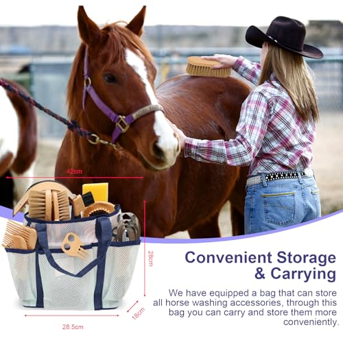 Kit de aseo para caballos de 13 piezas con bolsa de almacenamiento amarilla 5