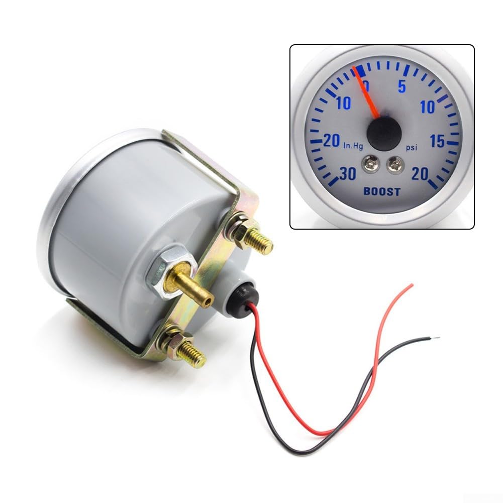 Calibro turbocompressore da 52 mm per modifica auto -30 ~ 20 psi, 12 V luce blu Turbo Boost manometro
