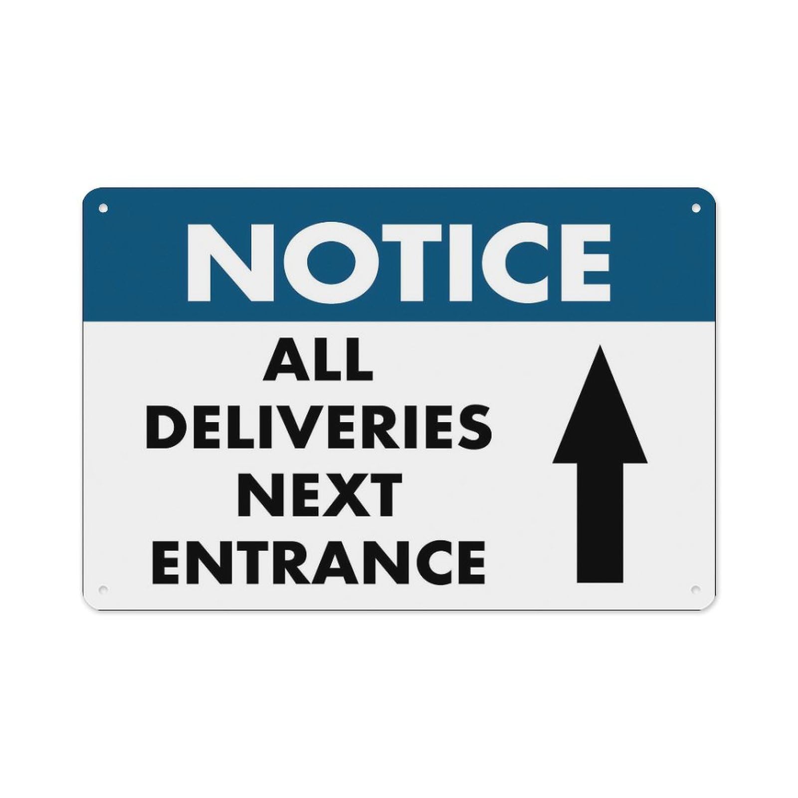 Peiyeety A02 Notice All Deliveries Next Entrance - Arrow Straight Sign Aluminum Tin Warning Signs For Home Outdoor Garden 8X12 Inches