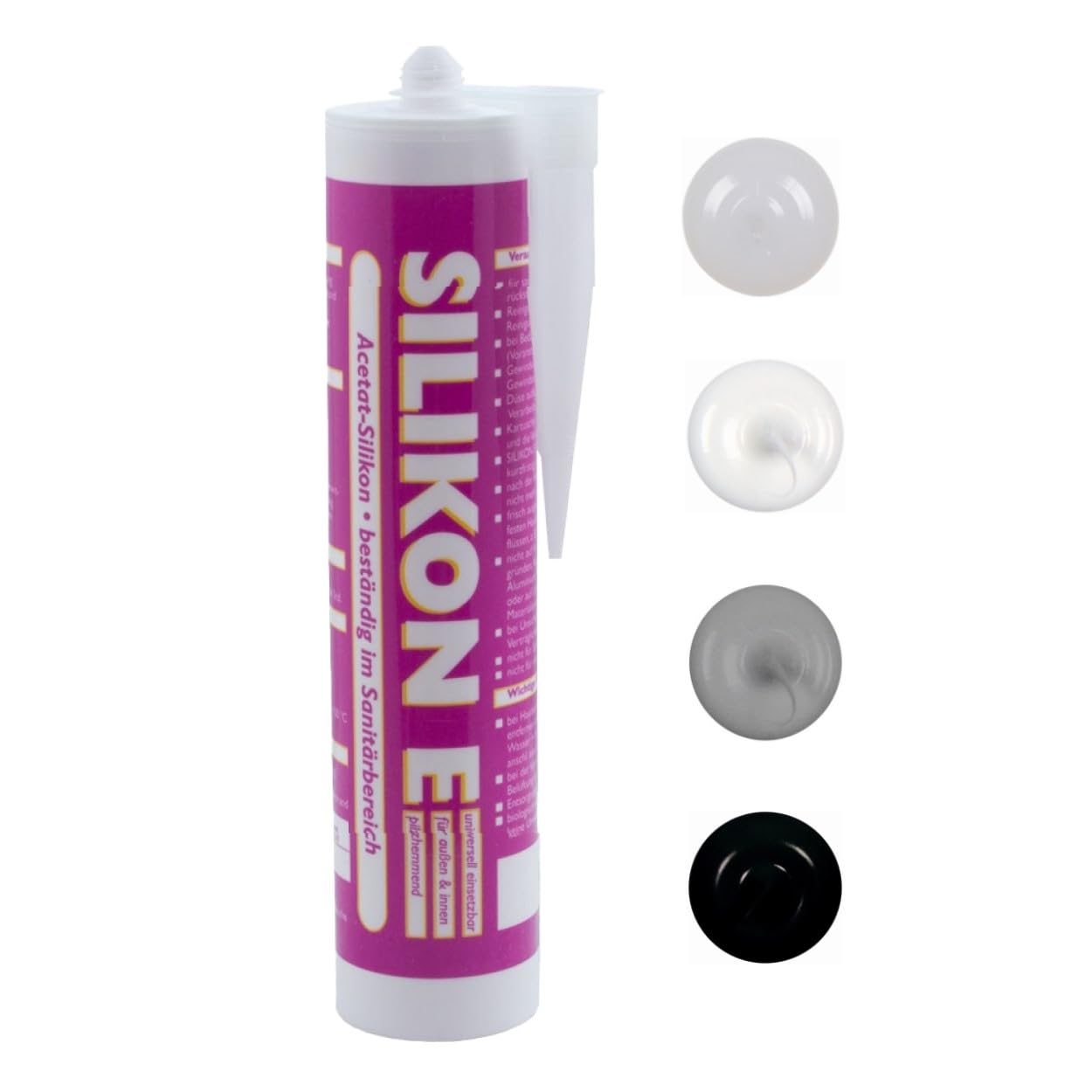 ARLI SET: 24x Silikon Fugendicht 310ml grau – Schimmelhemmend UV Beständig Witterungsfeste Dichtmasse auf Acetat Basis für Badezimmer Küche Fenster Innenbereiche Außenbereiche - 24 Kartuschen