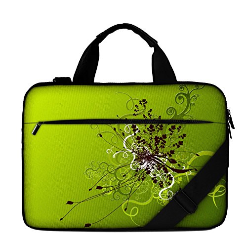 Luxburg® 15" Borsa a Tracolla di Alta qualità per Computer Portatile - Artwork con Fiori Verdi