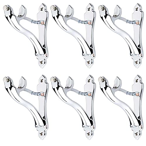 Image of Ferio Heavy Curtain Bracket and Holder for Door and Window Acceessories for Home Decor 1 Inch Rod Chrome Finish Set of 3