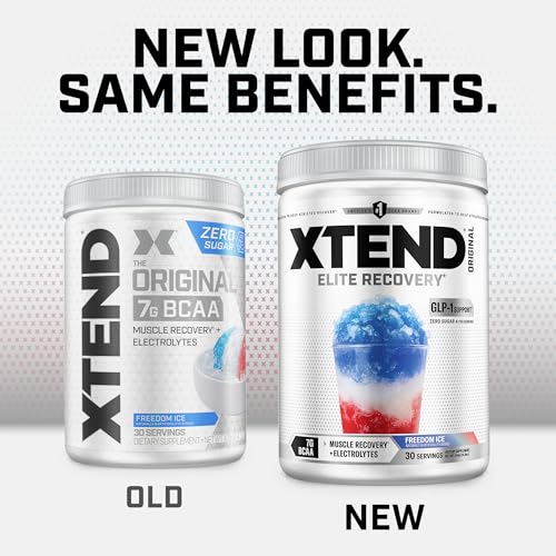 Image of Xtend Original BCAA Powder, 7g BCAAs and 2.5g L-Glutamine for Muscle Recovery Hydration and Lean Muscle, Sugar Free Intra and Post Workout Drink with Electrolytes, Freedom Ice, 30 Servings