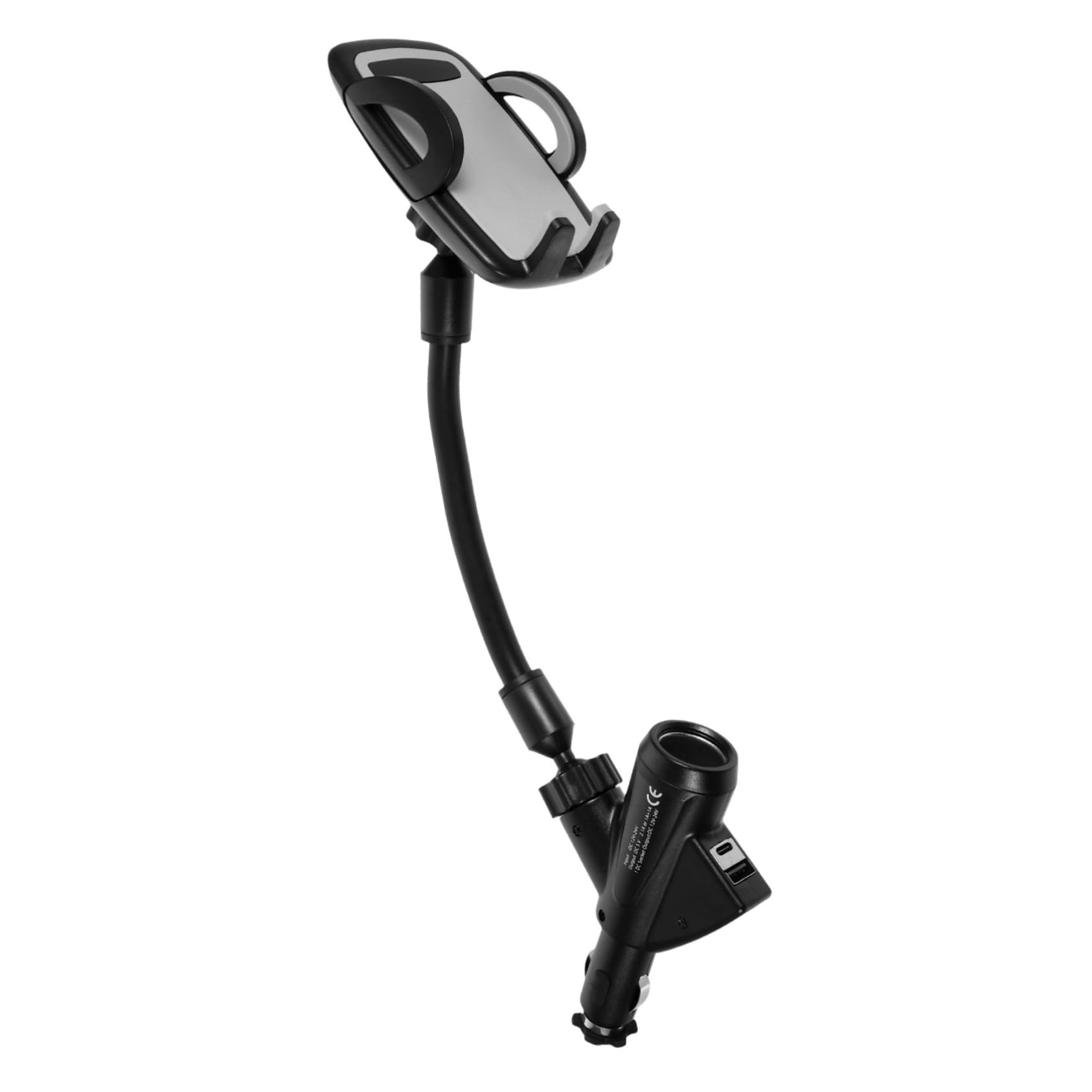 Supporto Nero Porta Caricatore Cellulare Auto per da Doppia e Stili multipli Plastica Usb, Adattatore Accendisigari 12-24v in Ricarica Veloce Protezione Stili multipli Telefono