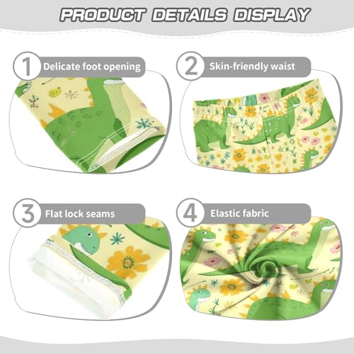 Vdsrup Girls Leggings Yellow Flowers Dinosaur Kids Length Leggings Pants Athletic Yoga Pants Toddler Tights Trousers 4T3