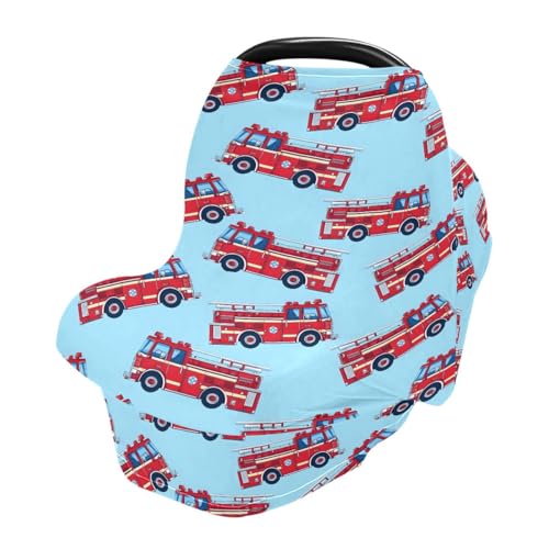 Baby Car Seat Canopy Covers Nursing Cover Stretchy Boys Girls Fire Truck Carrier Cover Breastfeeding Cover Breathable