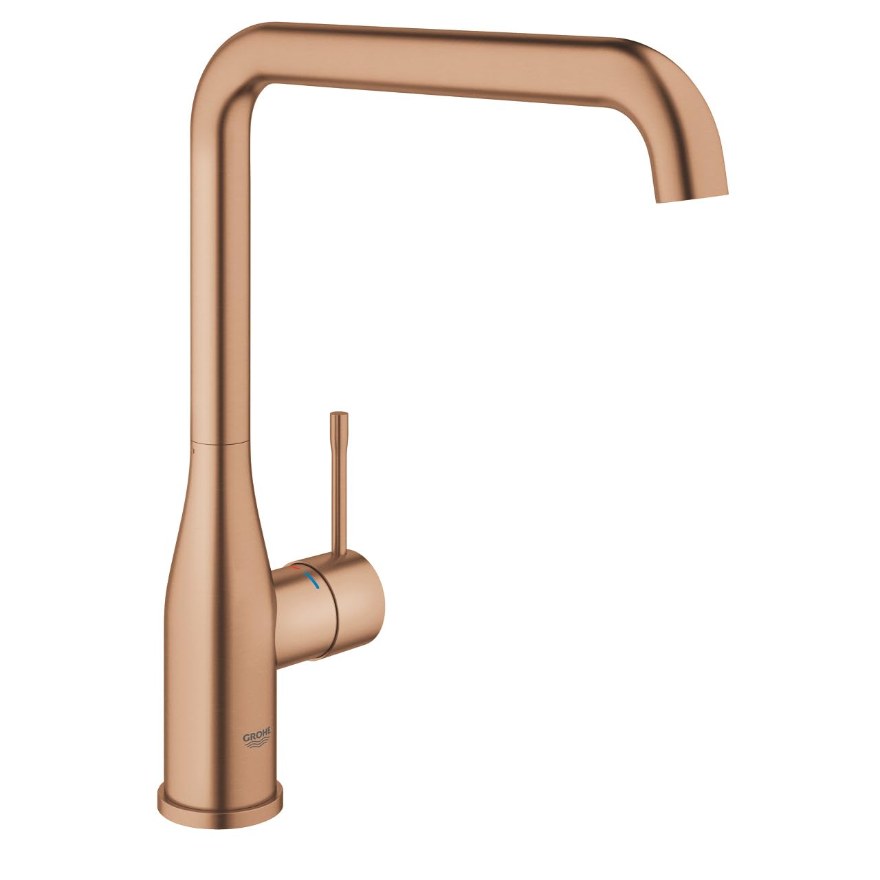 GROHE Essence 30505 Mitigeur d'évier à une seule main, montage à un trou, bec orientable, sécurité intrinsèque, édition professionnelle, chaud brossé
