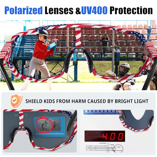 Image of X-TIGER Polarized Youth Baseball Sunglasses UV400 Kids Sunglasses Boys Girls 8-12 Youth for Softball Cycling Sports Glasses