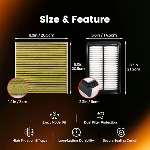 Image of 172206MAJ01 CF11182 Cabin & Engine Air Filter Compatible with 2023-2025 Hon da Accord Hy brid 2.0L, 2023-2025 Hon da CR-V CR V Hy brid 2.0L, 2025 Hon da Civic Hy brid 2.0L, Fits 80292-TF0-G01