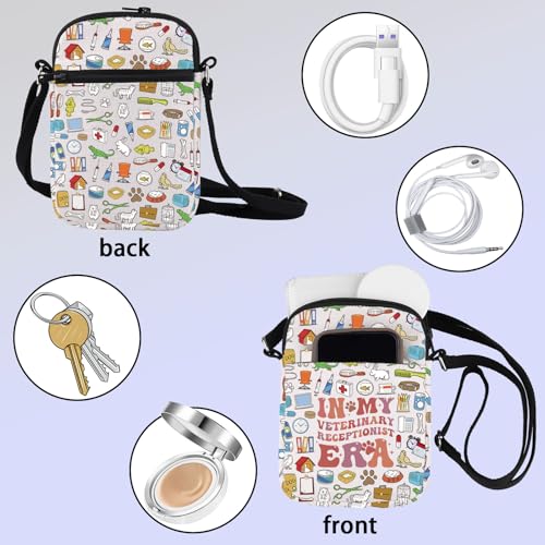 ZJXHPO My Veterinary Receptionist Era Cross Body Bag Receptionist Day Gift For Vet Receptionist Messenger Bag Vet Tech Gift3