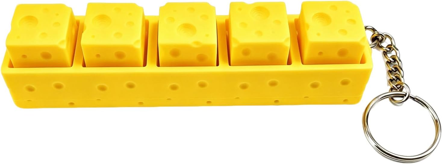 Cheese Fidget Keychain, 3D Printed Clicker Design