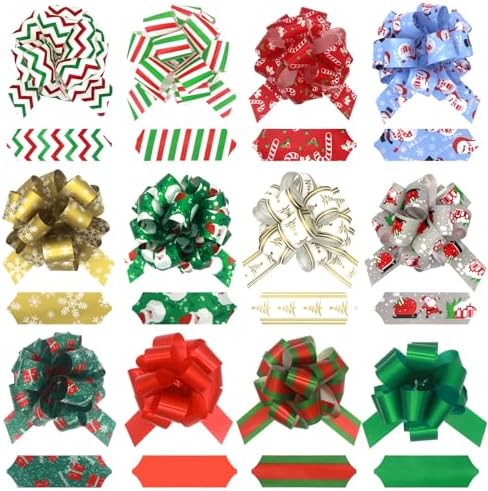 24 PCS Christmas Bows for Gift Wrapping 5" Easy & Fast Christmas ...