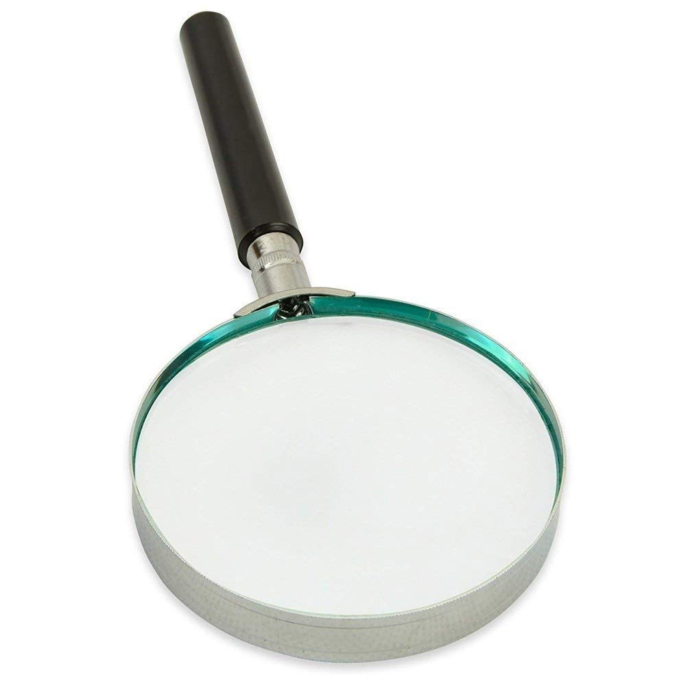 Lupe, Handlupe, Klassische HD-Handlupe, groß (75 mm Durchmesser), 5-fache Vergrößerung, Hals und Kanten aus Stahl.Premium-Echtglas-Präzisionslinsen-Ular-Degeneration-Lesehilfe M Star of Light