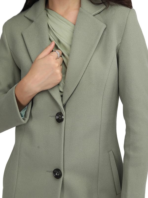 Image of PLAGG Women's Notched Lapel Long Overcoat