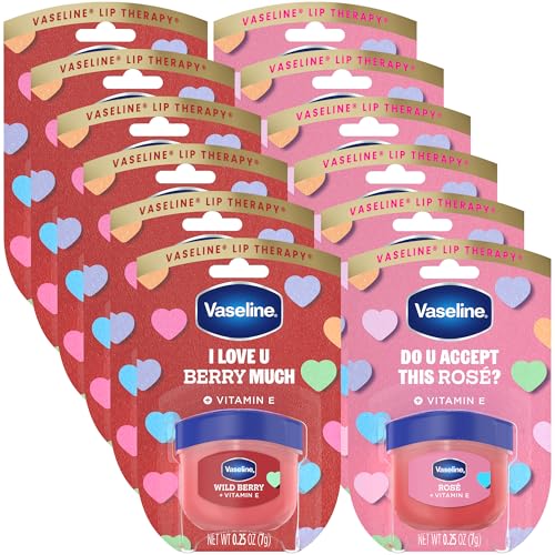Vaseline Lip Therapy Wild Berry + Ros Variety 12-Pack Scented Lightly Tinted Lip Balms with Vitamin E for Soft Kissable Lips 0.25 Oz Ea