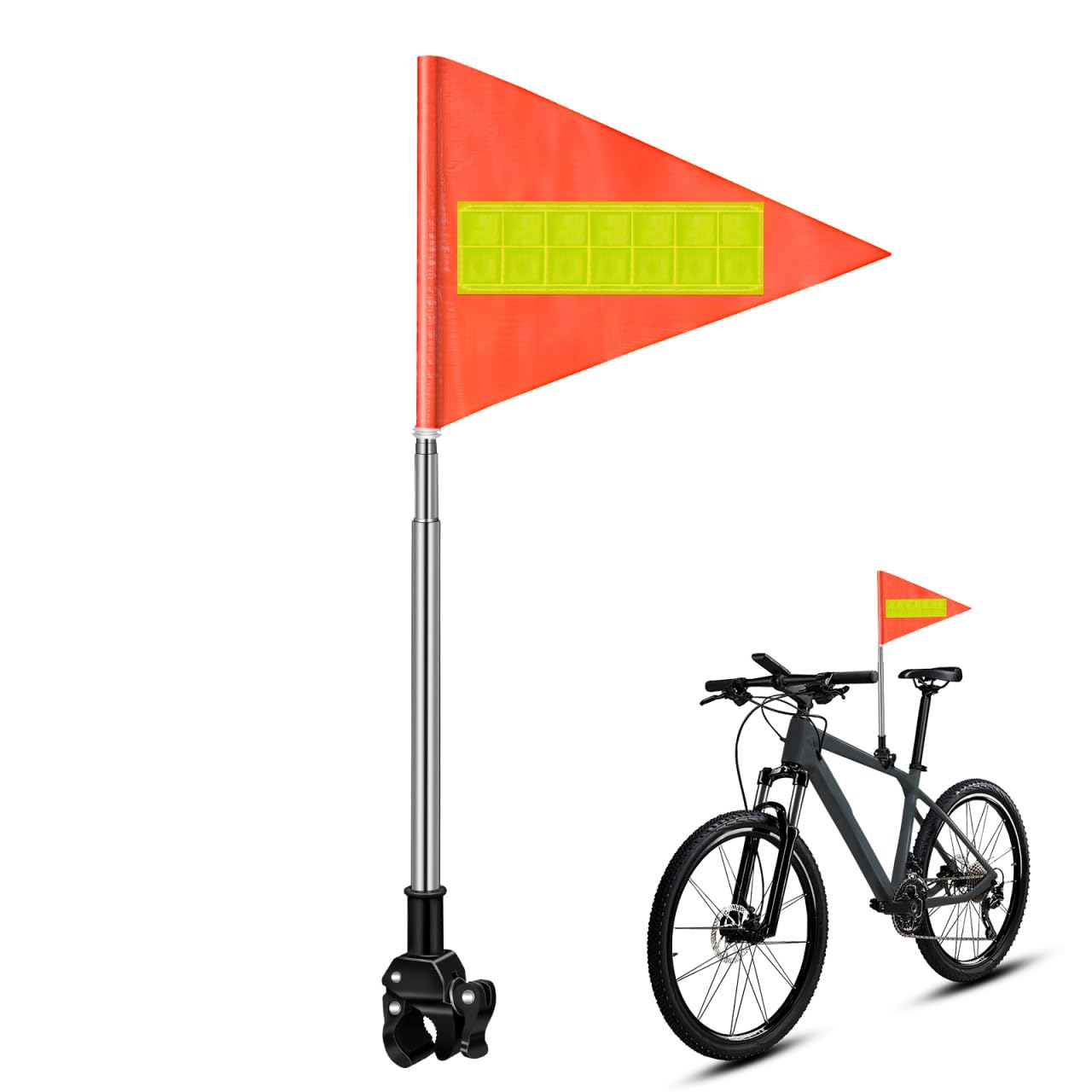 Yardwe Retractable Safety Flag with Reflective Stripe for Golf Cart Wheelchair Trailer Adjustable Telescopic Pole High Visibility Safety Flag