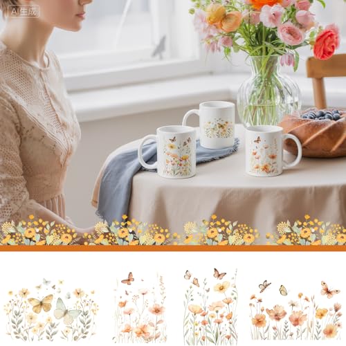 Potchen 4 Pack 12 oz Coffee Mug Book Lover Coffee Mugs Dishwasher Microwave Safe Porcelain Bookworm Cups Bookish Gifts for Man Women(Floral Style) by Potchen - Used condition - Image 5