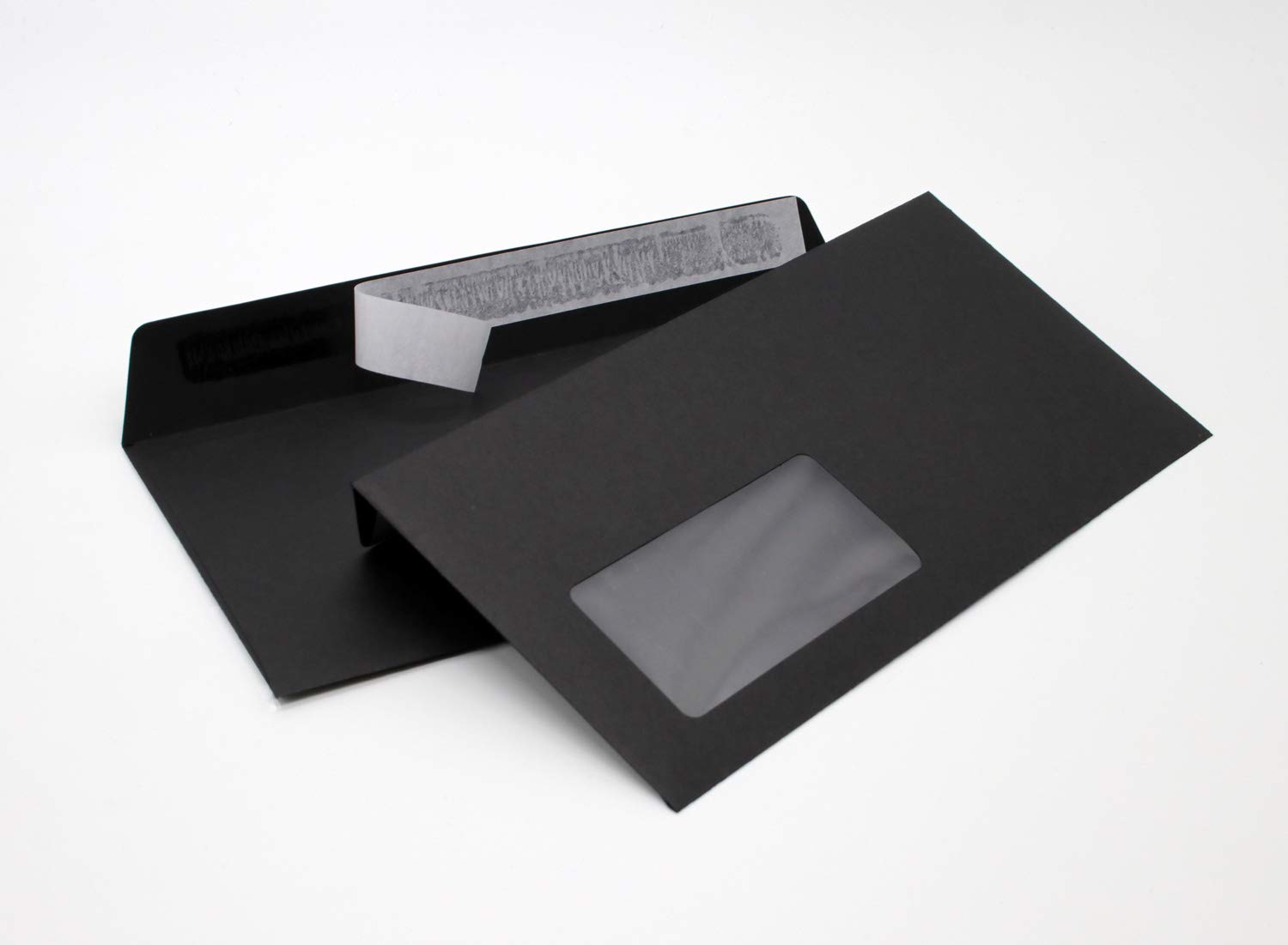 Briefumschläge DIN lang C6/5 114x229 mm schwarz 120 g/m² mit Fenster haftklebend (214AF) (500)