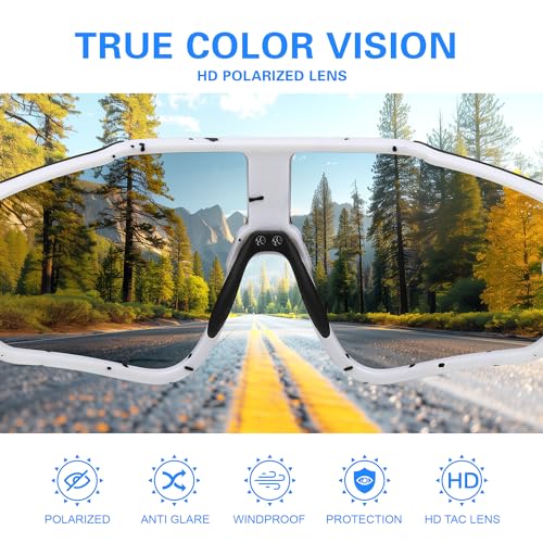 Image of Fanshen Polarized Sunglasses for Men Women, Wrap Around Sunglasses for Mens Womens Cycling Running UV Protection