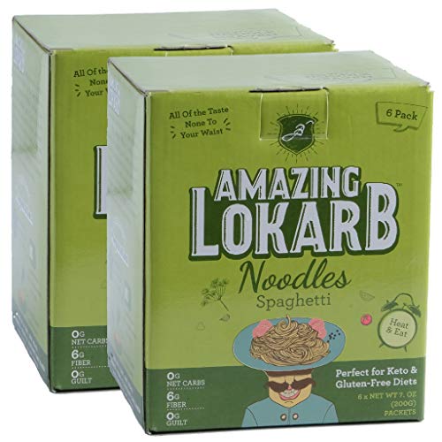AMAZING LOKARB Shirataki Noodles (Konjac Noodle) 2X Bundle - No Odor Gluten Free - Ideal For Ketogenic Diet (Spaghetti, 12 Pack)