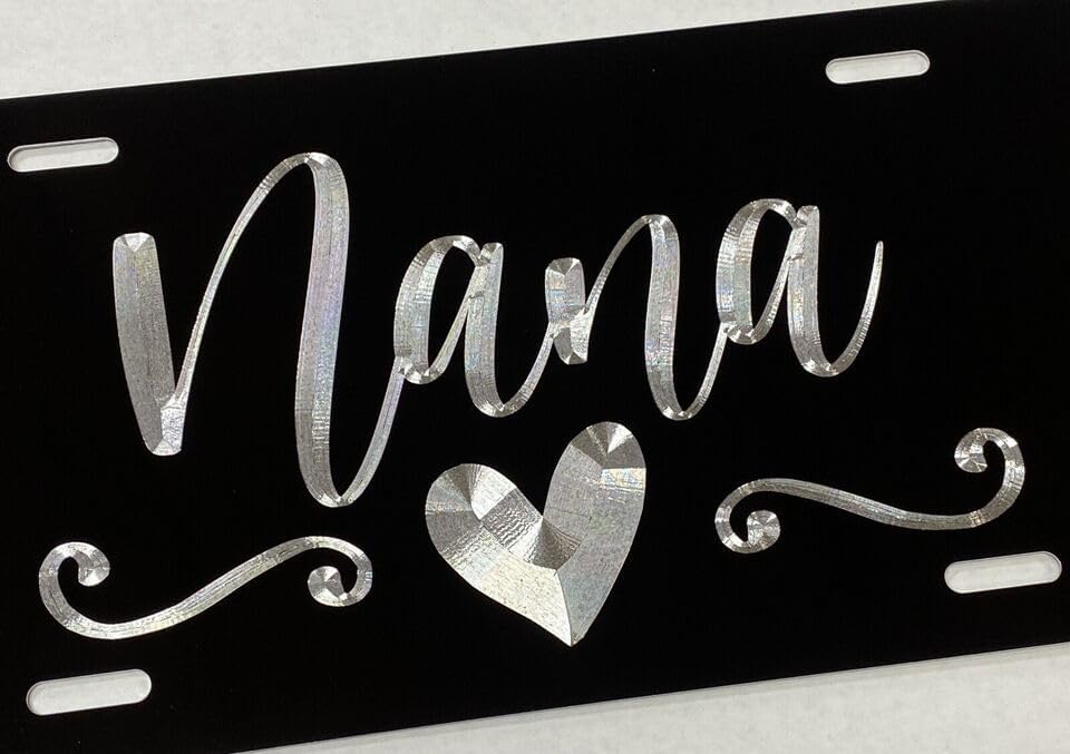 Engraved Nana Grandma Car Tag Diamond Etched Aluminum Metal License Plate Gift
