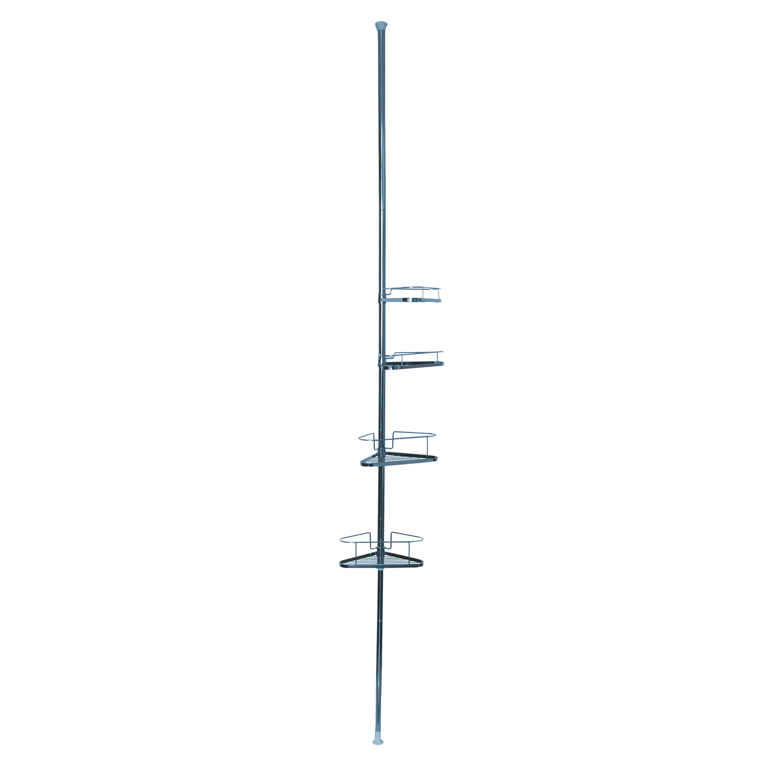 MSV Servicio de Ducha telescópico con estanterías, Metal, Plateado, 25.5x250x32.5 cm