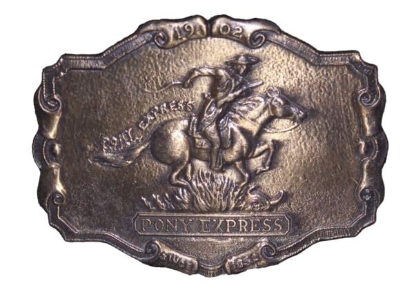 Nice Older Pony Express Belt Buckle Nos (Make Your Own Design With Pictures)
