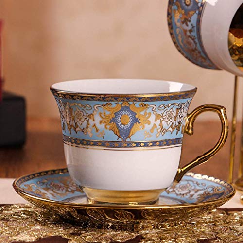 SXLCKJ Juego de té de café, 14 Piezas, Estante de Metal, Tetera, Olla de azúcar, Taza, platillo, Regalo de Cocina… - Imagen 5