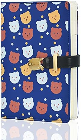 Lirener Secret Diary Notebook with Heart Shaped Lock and Key, A5 Size PU Leather Journal Notebook With Heart Padlock, Lockable Travel Diary, Christmas Birthday Gift for Girls Kids, 145x210mm