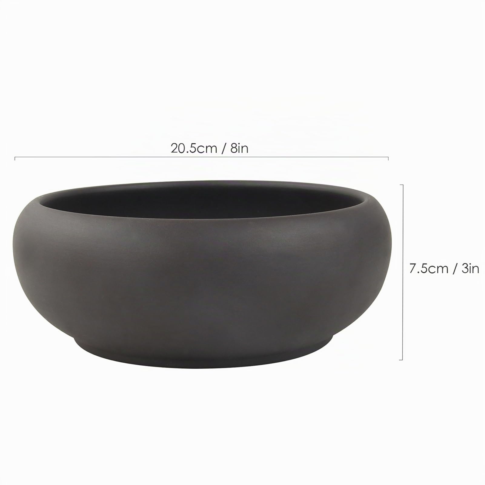 Tarro Bonsai redondo de cerámica sin esmaltar 20,3 cm + pantalla de drenaje
