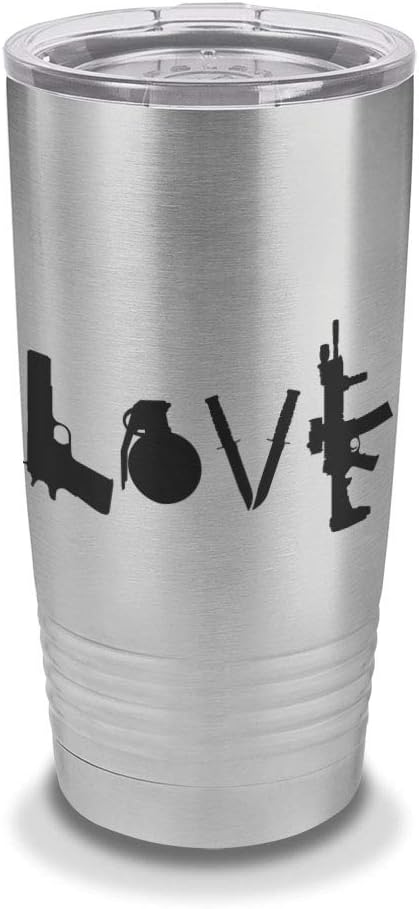 Love 20 oz Laser Engraved Polar Camel Stainless Steel Vacuum Insulated Tumbler w/Clear Lid model 1911 m67 knives ar15 ar-15 ar 15 2a gun - Customizable - Stainless Steel